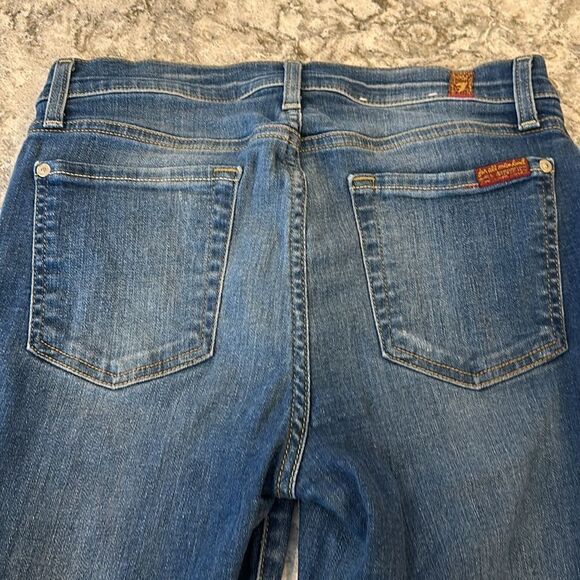 👖 Seven for All Mankind The Ankle Skinny Jeans - Size 28 - Med Wash Distressed - Picture 5 of 5